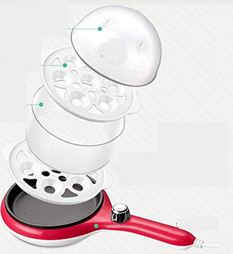 MGWA Multifunktions-elektrischer Eierkessel gedünsteter Eierkocher Bratpfanne 14 Eierkapazität (Color : Red) – Bild 3