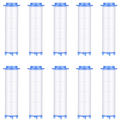 Telooco 10 Pcs Shower Head Filter Replacement 2.95x0.94 Inch Ion Drops Shower Head Filters PP Cotton Showers Heads Filter Element Handheld Showerhead Filters