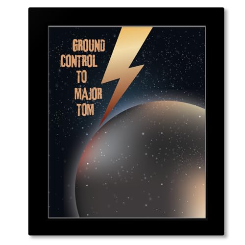 Space Oddity - 60s Song Lyric Inspired Print Art Illustration - Music Poster for Artwork Gallery Gift (10"L x 8"W, Print with Frame)