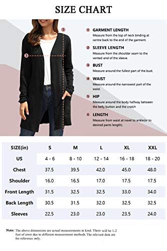 Winter Cardigan Womens Long Sleeve Elbow Patch Casual Kimono Outwear Black S - Thumbnail 7