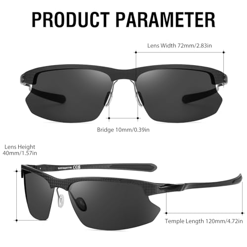 DUCO Mens Sports Polarized Sunglasses Ultralight Carbon Fiber Sun Glasses Driving Fishing Golf UV400 Protection Shades DC83352