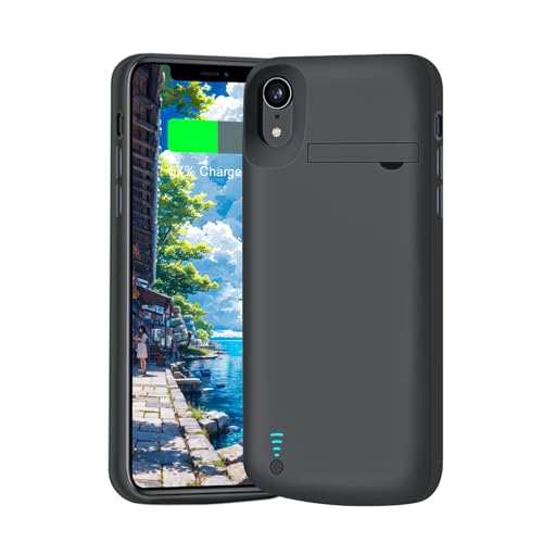 BAHOND [New 2026 Battery Case for iPhone XR 6000mAh Rechargeable Extended Battery Charging Charger Case Add 1.55x Extra Juice (6.1 Inches) Black