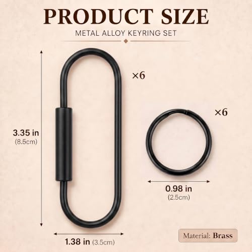 Image of WILLBOND Brass Carabiner Key Ring Locking Screw Carabiner Clips Round Key Rings Keychain Kit for Handbags Purse Bag Charm
