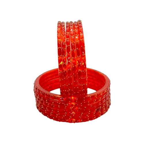 Shree Kreeti Raindrop Glass Bangles with Golden Beads for Women and Girls Pack of 12 Wedding, Baby Shower Bangles