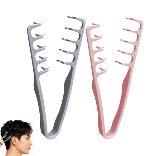Image of DIANZHU 2Pcs Texture Comb, Volumizing Texture Comb for Men & Women, Wide-Tooth Hair Comb for Fluffy & Layered Hairstyles (Grey + Pink)
