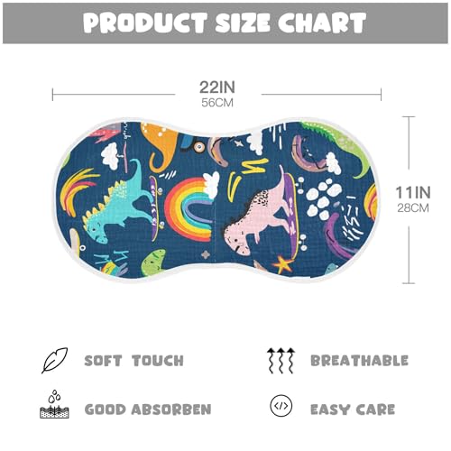 xigua Cartoon Dinosaurs Baby Burp Cloths for Newborn Boys and Girls 2 Pack, Soft & Absorbent Cotton Baby Burp Cloth, Baby Washcloths, Newborn Towel, Burp Rags4