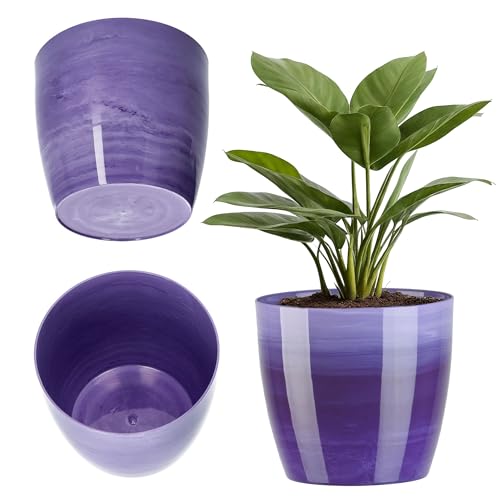 KADAX Blumentopf mit Untersetzer Ø 14cm, Violett, dekorativer Übertopf für Wohnzimmer, Bad, Balkon & mehr – bringt Farbe und Frische in den Raum