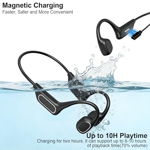 Image of Fanisic Lap Swimming Headphones /Earbuds, Bluetooth 6.0 & MP3 with 32GB Memory IP68 Waterproof Bone Conduction Headphones, Underwater Open Ear Headphones Secure Fit for Surfing Cycling Running(Black)
