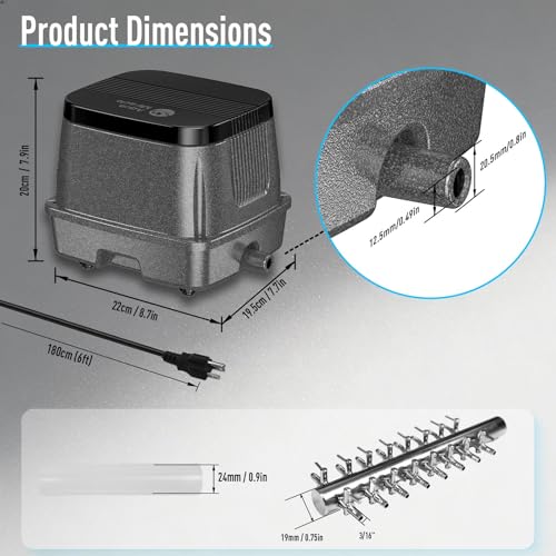 Image of AquaMiracle Linear Air Pump ZP-40 /ZP-60 /ZP-100 for Pond Aeration, 635 /950 /1600GPH Septic Air Pump Pond Aerators for Outdoor Ponds, Waste Treatment, Aquarium, Fish Farm, Seafood Restaurant