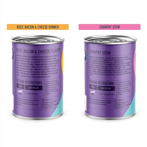 Image of A Strong Heart Wet Dog Food Variety Pack - Beef Bacon & Cheese Cuts & Country Stew Cuts in Gravy | All Life Stages | Complete & Balanced | Made in USA | 13.2oz Cans, 12-Pack