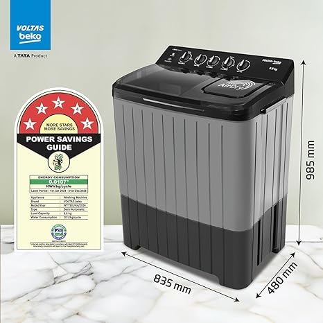 Image of Voltas Beko 9 kg Semi Automatic Top Load Washing Machine Black, Grey (WTT90UHA /OK5B1B1S26)