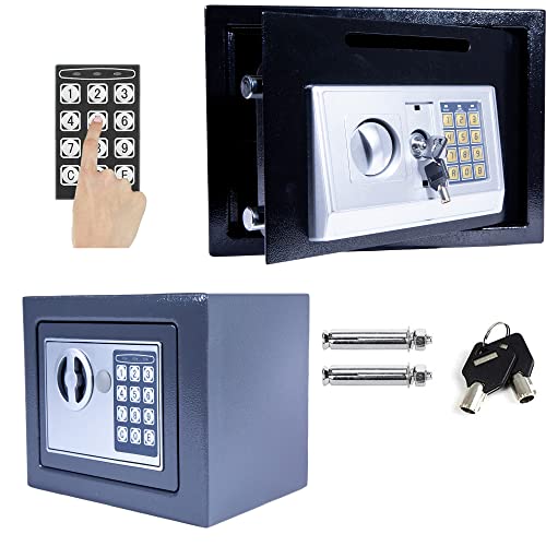Hotel Caja Fuerte de empotrar a Pared, Apertura con Llave, 31x20x20cm, 8,5 L, Negro，Teclado digital, LED, Prueba Humedad/Prueba Fuego/Prueba Golpes