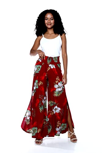 Image of Matchable Family Hawaiian Luau Men Women Girl Boy Clothes in Pineapple Garden Burgundy
