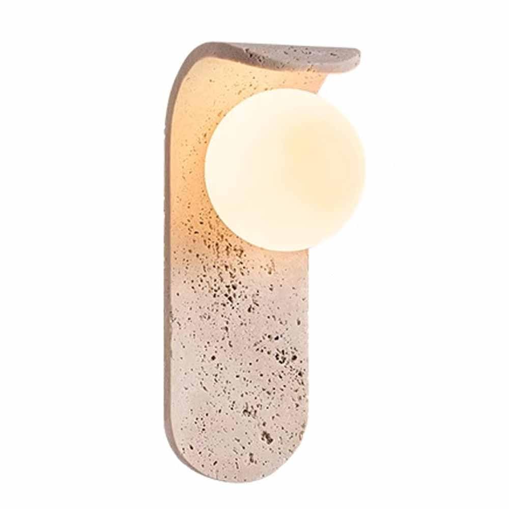 Aplique de pared de mármol y travertino amarillo con globo de vidrio para tocador