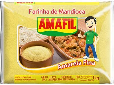 Amafil Cassava Flour Fine Yellow 35.2oz | Farinha de Mandioca Amarela Fina 1kg | Harina De Yuca Fina | Farinha Amarela | Amafil