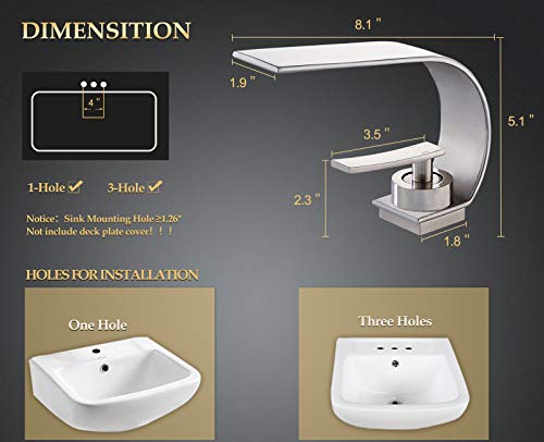 Becola Modern Bathroom Faucet, Low Arc Brass Ceramic Valve Vanity Single Hole Bathroom Sink Faucet, Touch On Single Handle Hot And Cold Water Mixer Tap - Brushed Nickel #TOP7