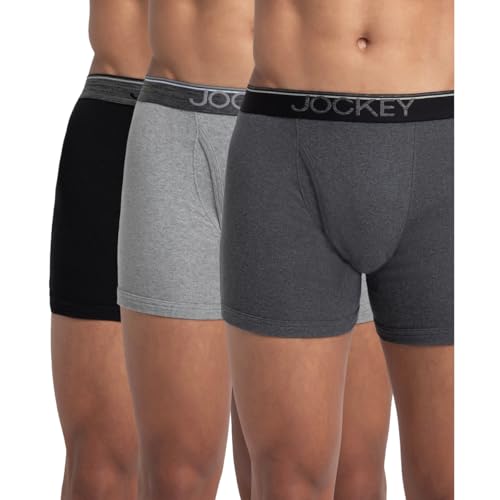 Image of Jockey 8009 Men Super Combed Cotton Rib Solid Boxer Brief with Ultrasoft and Durable Waistband (Pack of 3)