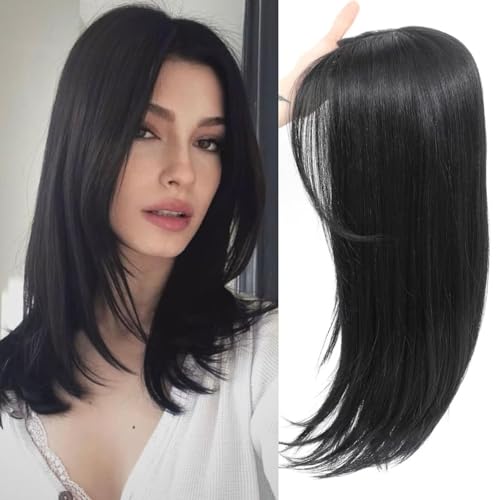 Complément capillaire 50 cm en cheveux humains noirs avec frange