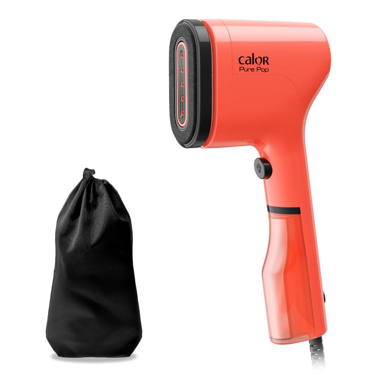 Calor Pure POP – Vaporizador 20 g/min, 1300 W, depósito de agua 70 ml, listo en 15 segundos, autonomía4 minutos, frota/purifica la ropa, coral, DT2022C0