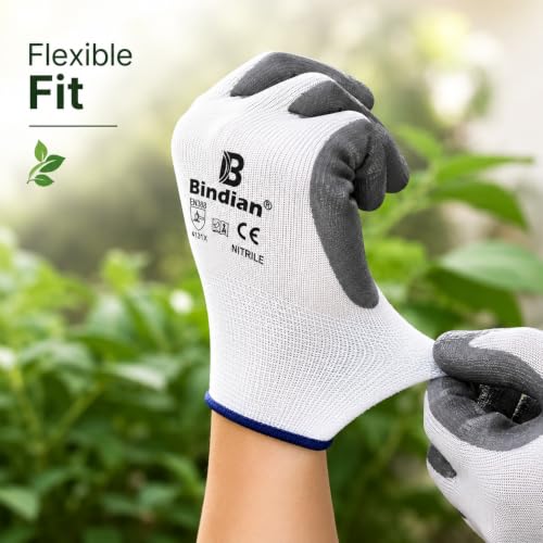 Image of Bindian Garden Gloves for Gardening Work, Durable Hand Gloves for Home Garden Use, Essential Gardening Accessories for Plant Care, Digging, Weeding & Outdoor Tasks, Protective Gloves, Grey 3 Pair