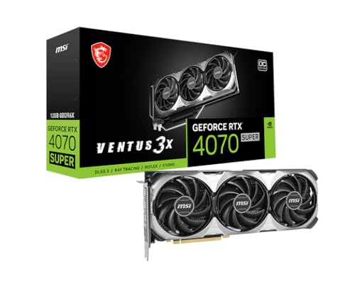 MSI GeForce RTX 4070 Super 12G Ventus 3X OC Carte Graphique de Jeu - 12 Go GDDR6X, 2520 MHz, PCI Express Gen 4, 192 Bits, 3X DP v 1.4a, HDMI 2.1a (Prend en Charge 4K & 8K HDR)