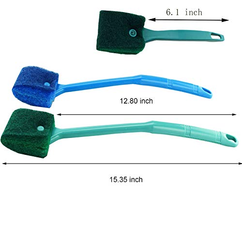 Aoodoom 3 Pcs Double-Sided Aquarium Fish Tank Algae Cleaning Brush With Non-Slip Handle, Sponge Scrubber Cleaner For Glass Aquariums And Home Kitchen #TOP5