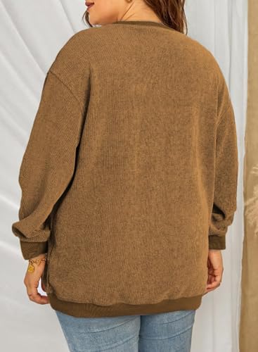 Image of Eytino Women Plus Size Sweatshirt Oversized Crew Neck Long Sleeve Tops