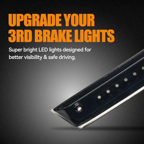 Image of Third 3rd Brake Light LED for 2010-2016 Dodge Journey, High Mount Rear Brake Lights Assembly for 10-16 Journey, Waterproof Center Cab Lamp Stop Light (Black)