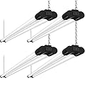 BBOUNDER 4 Pack Linkable LED Utility Shop Light, 4 FT, 4000 LM, 48 Inch Integrated Fixture for Garage, 40W Equivalent 250W, 5000K Daylight, Surface + Suspension Mount, Black