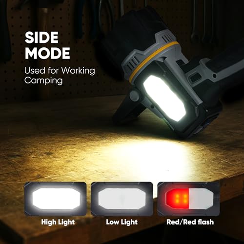 Rechargeable Spotlight 100000 Lumen, Super Bright LED Spotlight Flashlight with COB Light & Foldable Stand, Long Lasting Large Handheld Spot Light for Boating Camping Boat Marine