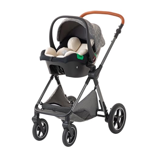 Shineey Kinderwagen 3 in 1,Puppenwagen Buggy Faltbarer Kinderwagen Set, Kombikinderwagen 3 in 1 mit Großer Bequemer Babywanne, Laufwagen Rahmen Aluminiumlegierun (H2 DEEPGREY, H2)