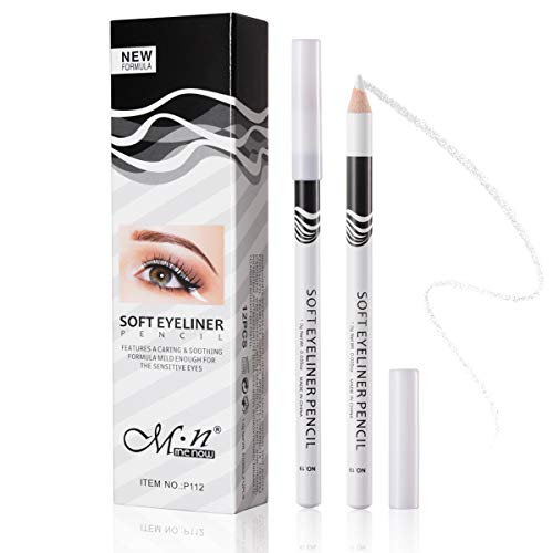White Eyeliner Pencil Professional Highlighter Eye Liner Pen by M.N ME NOW Soft Strokes Waterproof Long-Lasting Eyeshadow Eye Silkworm Brighten Pencil Beauty Makeup Tool 12pcs