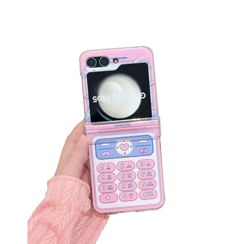 GO-VOLMON Cute Women Case for Samsung Galaxy Z Flip 5, Kawaii Case Pink Phone Print for Galaxy Z Flip 5, Lovely Girly Case Protective Phone Case for Samsung Galaxy Z Flip 5 (Pink Phone)