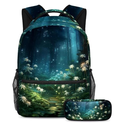 Ensemble sac à dos et trousse école motif plantes pour garçon et fille