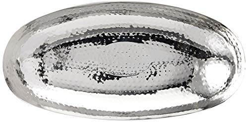 Elegance 72651 Hammered Oval Centerpiece Bowl, 17 Inch X 9", Silver thumb #3
