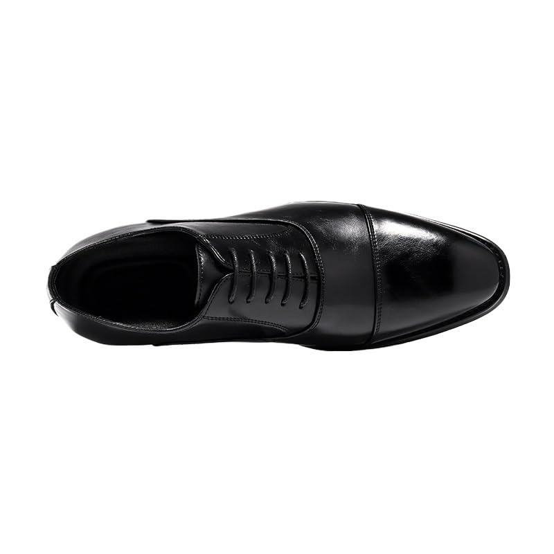 Men's Black Dress Shoes New Oxford Dress Shoes for Men Classic Lace Up Solid Color Cap Toe Leather Shoes Non Slip Rubber Sole Block Heel Slip Resistant4