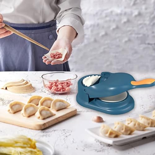 Image of Momos Maker Tools - Momo Maker Machine & Mould Set, 4 in 1 Puri Kachori Gujiya Maker Machine, Dumpling Sheets, Gujiya & Karanji Moulds, Kozhukattai & Kolukattai Maker (Blue - M)