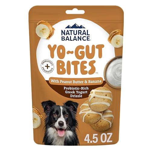 Natural Balance Yo-Gut Bites Crunchy Dog Treats with Real Peanut Butter & Banana, Greek Yogurt...