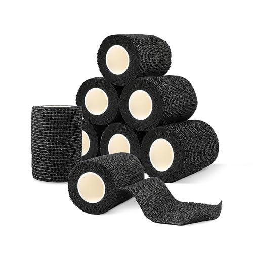 Selbsthaftende Bandagen, 8 Rollen x 7,5 cm x 4,5 m, elastische Bandagen, feste Bandagen, selbsthaftende Bandagen, selbstklebende Bandagen für Sport, Klebebinden, atmungsaktiv und reißfest