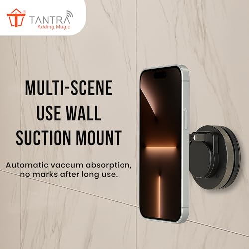 Image of TANTRA 360 Vacuum Magnetic Phone Holder | Universal Magnetic Car Mount with Strong Suction Cup | N52 Magnet Grip for Car, Gym, Mirror, Shower | Compatible with All Smartphones