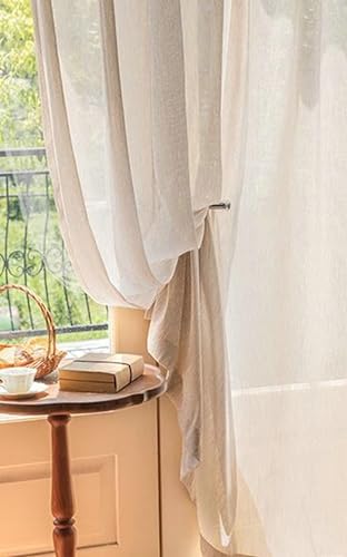 BCughia Beige Semi Sheer Curtains 45 inch Long 2 Panels, Solid Color Pinch Pleat Curtains for Bedroom and Living Room Each Panel 38" W x 45" L