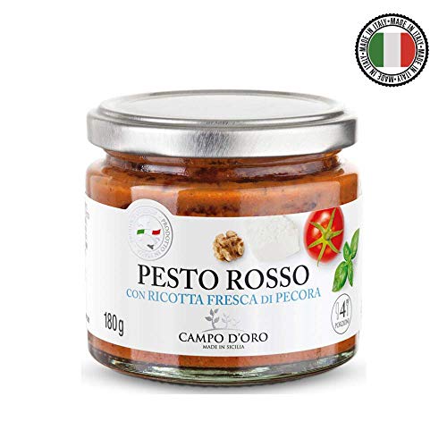Campo d'Oro. Red Pesto with Fresh Sicilian Ricotta. 180g (6.3oz)