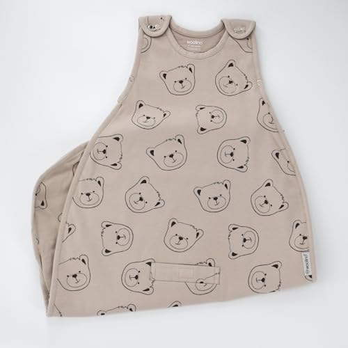 Image of Woolino Toddler Sleeping Sack, 4 Season, Merino Wool and Organic Cotton, Baby Sleep Bag, 2-4 Years, Teddy Bear