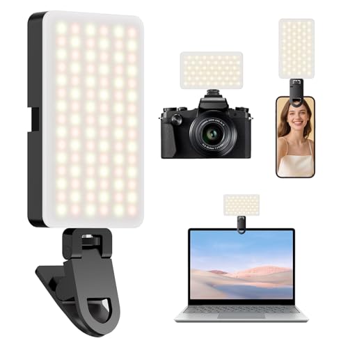 CIYYFVA Handy Licht, 90 LED Tragbares Selfie Licht mit 3 Lichtmodi & 10 Helligkeitsstufen, Wiederaufladbares 1800mAh, Ideal für Telefon, Tablet, Laptop, Make-up, Vlog, YouTube, Live Streaming