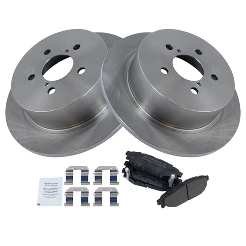 Image of TRQ Rear Brake Pad and Rotor Set Semi Metallic Solid Rotors