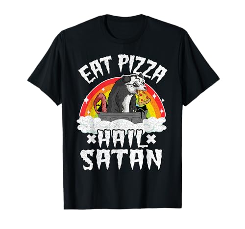 Comer Pizza Ave Satanás Opossum Rainbow Kids Funny Death Metal Camiseta