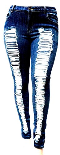 Jack David 1826 Womens Plus Size Stretchy Ripped Denim Jeans Skinny Leg Pants