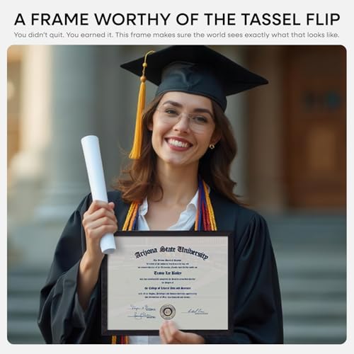 Image of Homeforia 8.5x11 Diploma Frame Black Wood, High End Oak 8.5 x 11 Certificate Frames, 11x8.5 Black Document Frames for Wall or Tabletop, 8.5 by 11 Award Wooden Frame, Tempered Glass, Wall Kit, Set of 2