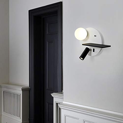 Lámpara de pared moderna AMUCK con estante y cargador USB para iluminación interior 2
