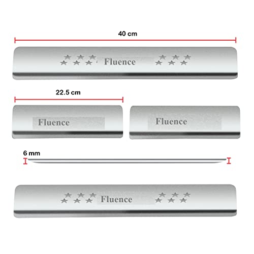 Image of AC Door Sill /Foot Step Stainless Steel Scuff Plate Plates Compatible with Renault Fluence (Set of 4 Pcs)